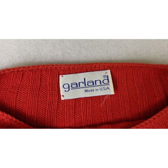 VINTAGE WOMEN'S ORANGE AND WHITE STRIPED PULLOVER SWEATER - GARLAND - SIZE M - Picture 9 of 14